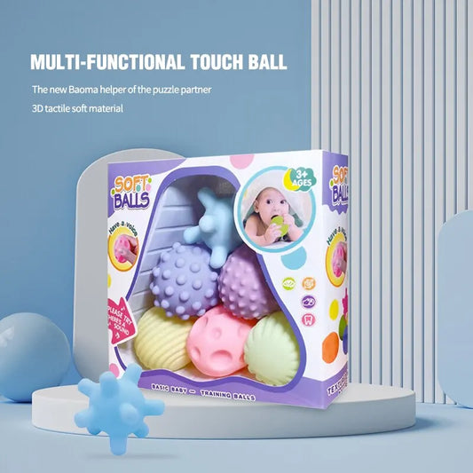 6 pelotas sensoriales para bebés, juguetes con textura para tocar la mano, pelota de masaje suave, sonajero para bebés, juguetes sensoriales.