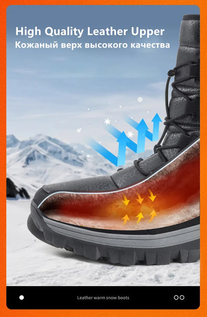 Nuevas botas de nieve cálidas de felpa para hombre, botas altas de invierno para hombre, botas de moto impermeables de invierno, botas de senderismo antideslizantes para exteriores para hombre.