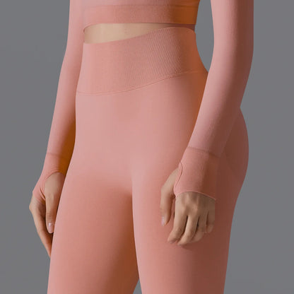 Leggings deportivos de yoga para mujer, sin costuras, cintura alta, elásticos, color sólido, para gimnasio, correr, secado rápido, realce y efecto moldeador.