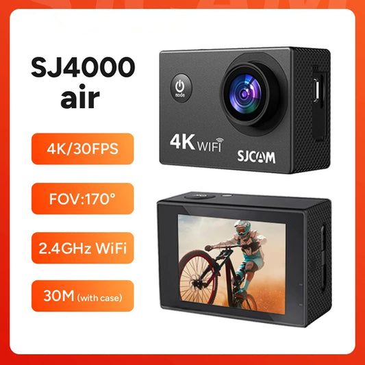 Cámara de acción deportiva SJCAM SJ4000 Air con vídeo 4K, resistente al agua hasta 30 m, 2,4 G, WiFi, para bicicletas y motocicletas.