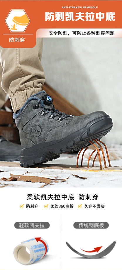 Botas altas unisex antigolpes y antipinchazos con puntera de acero más ancha, cierre de Kevlar, elástico y aptas para otoño e invierno. Fabricadas con Kevlar estándar europeo.