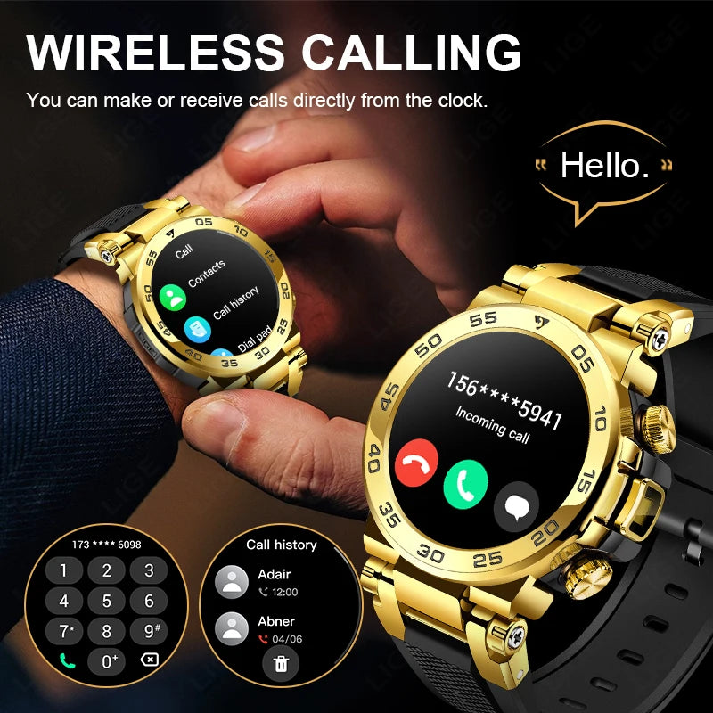 Nuevo reloj inteligente de negocios para hombre, pulsera impermeable de moda, reloj deportivo de lujo con monitor de ritmo cardíaco y sueño, reloj inteligente militar.