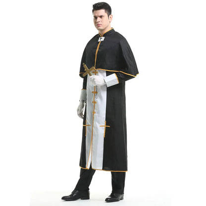 Couple Halloween Costume for Women Men Medieval Cosplay Priest Nun Missionary Costume Church Religious Convent Fancy Party Dress