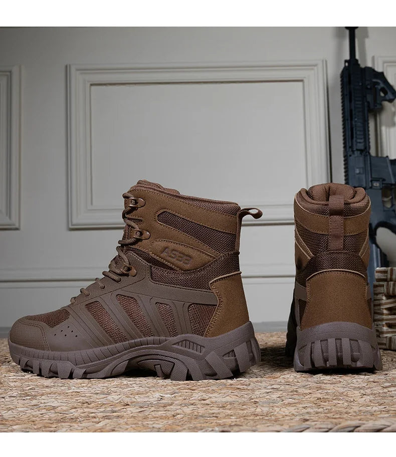 Botas tácticas para hombre con cordones, estilo militar, para trabajo en el desierto, botas de senderismo, botas de escalada, botas del ejército, unisex, tallas grandes, marca para hombre, impermeables