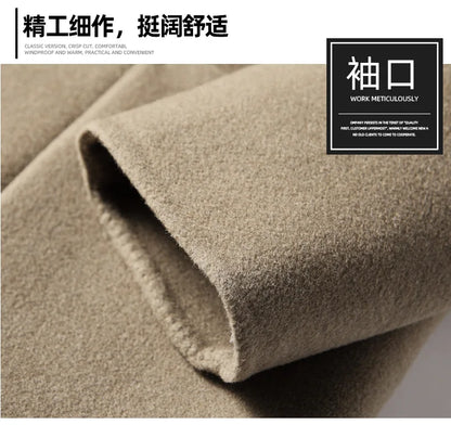 Brand Top Quality Double-Sided Woolen Men's Coat Autumn Winter Business Casual 71.8% Wool Male Medium Long Hommnre Coat