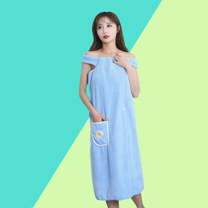 Toalla de baño para el hogar, para mujeres, usable, para adultos, absorbente de agua, poliéster, para cabello seco, falda, estilo largo, para baño, lavable, bata de baño
