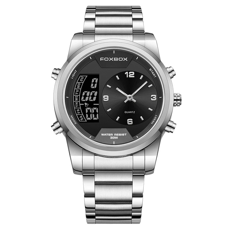 LIGE - Reloj digital de moda para hombre, deportivo, informal, resistente al agua, de cuarzo, cronógrafo de lujo, marca FOXBOX