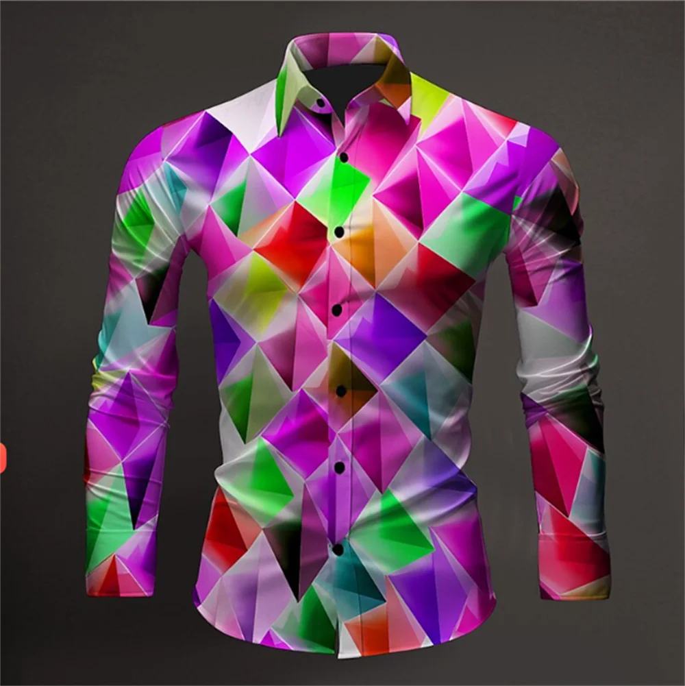 2025 Men's Printed Casual Comfortable Button Long Sleeve Shirt Party Gift Four Seasons Collar High Quality Shirt