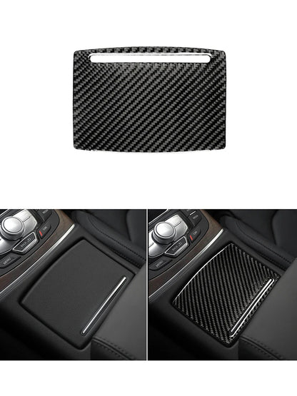 Accesorios decorativos para el interior del coche Audi A6 A7 2012 2013 2014 2015 2016 2017 2018, pegatinas negras de fibra de carbono, embellecedor de cubierta.