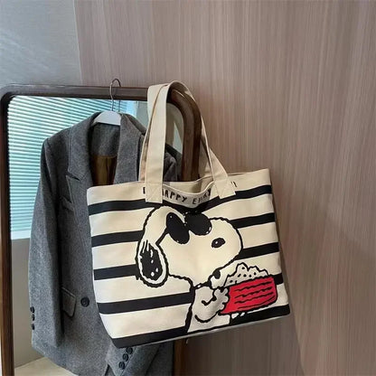 Bolso de lona de gran capacidad con diseño de Snoopy de Disney para estudiantes, ideal para guardar libros, ideal para mamás.
