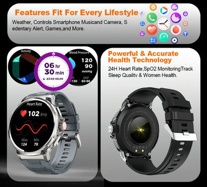 Reloj inteligente Ultra HD de 1,85 pulgadas para hombre, con GPS, pulsera deportiva para exteriores, batería grande de 710 mAh, reloj de seguimiento de actividad física para Android e iOS.