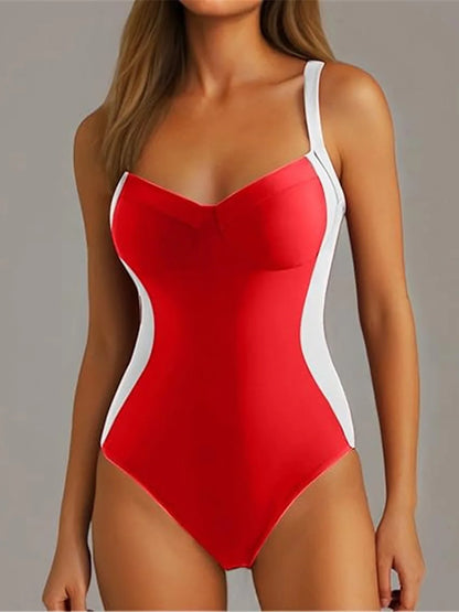 Traje de baño de una pieza con cordones y empalme de 7 colores, tallas S a XL, para mujer, corte de pierna alta, sin espalda, K6952
