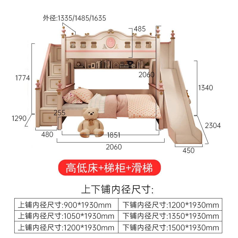 Cama alta deslizante con cajones de almacenamiento, modernas bases de lujo, literas principales para niños, cama de día blanca para niña, muebles de dormitorio