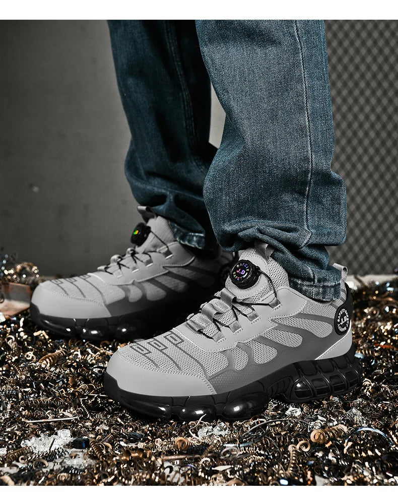 Zapatos de seguridad con puntera de acero LARNMERN para hombre y mujer, anchos, ligeros, cómodos, tipo tenis, de trabajo, coloridos.