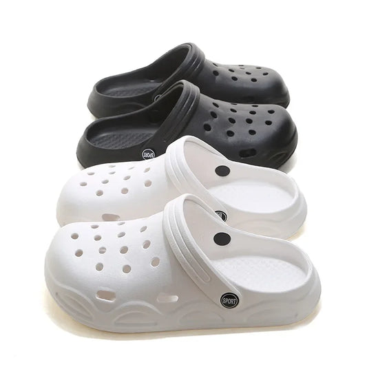 Zapatos de verano para hombre, para exteriores, con tacón medio cubierto, para jardín, playa, tipo zueco, transpirables, de material EVA, sandalias cómodas.