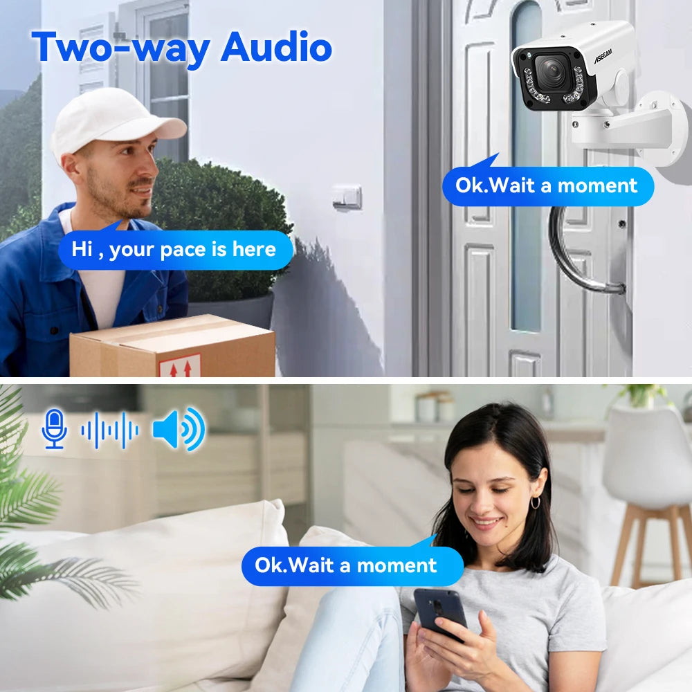 Cámara IP ASECAM 4K 8MP PTZ con zoom óptico 30X, IA, detección de vehículos, WDR, PoE, videovigilancia de seguridad CCTV, compatible con IMX415 Hikvision.