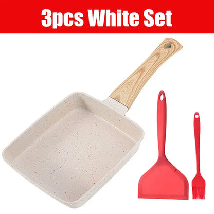 Sartén antiadherente para tamagoyaki, tortilla japonesa, huevos, rectangular, con mango desmontable anti-escaldaduras, apta para todo tipo de estufas.