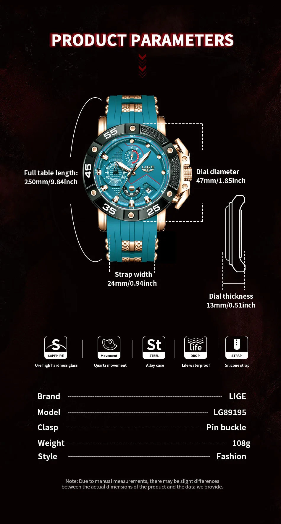 Relojes LIGE para hombre, marca superior, lujo, esfera grande, silicona, militar, deportivo, impermeable, cuarzo, para hombre, Relogio Masculino.