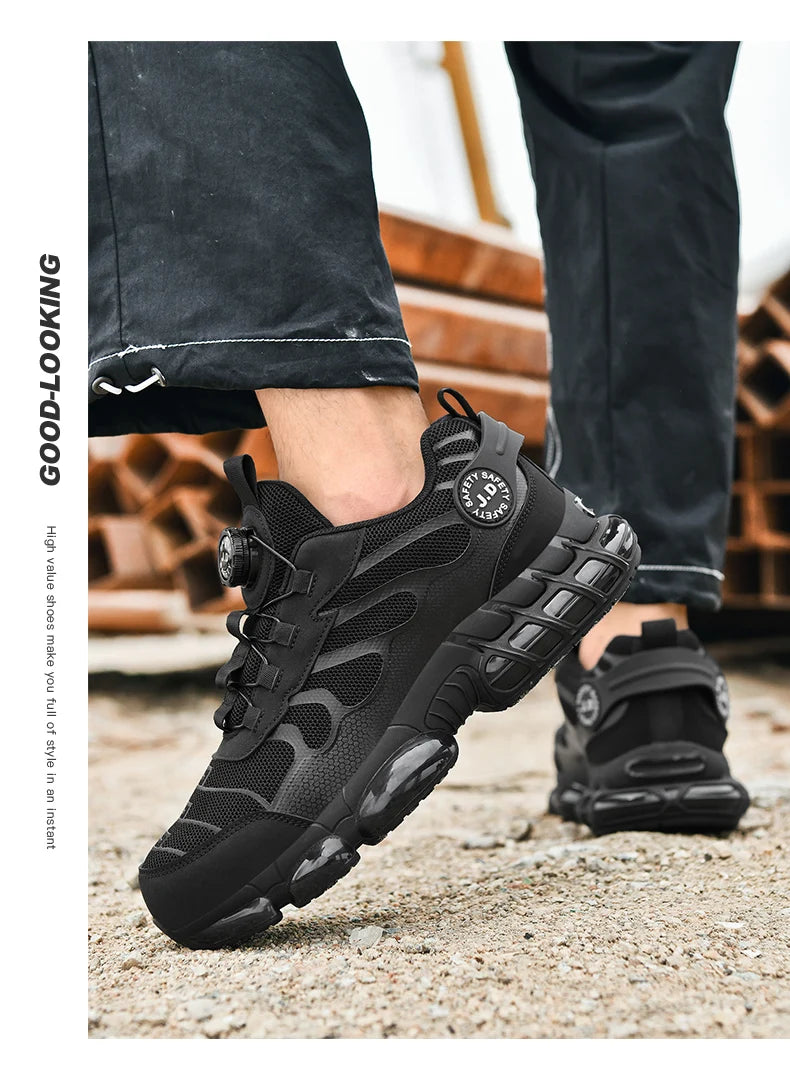 Zapatos de seguridad con puntera de acero LARNMERN para hombre y mujer, anchos, ligeros, cómodos, tipo tenis, de trabajo, coloridos.