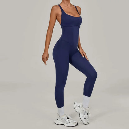 Nuevo mono de yoga para mujer, sexy, con espalda en V, cintura alta, realce de glúteos, tirantes ajustables, conjunto de yoga de secado rápido y transpirable, mono deportivo.