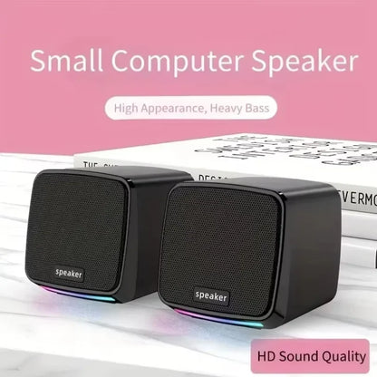 Mini altavoces estéreo con luces geniales, barra de sonido para computadora, altavoces portátiles de 3,5 mm con alimentación USB para computadora, portátil y iPad.