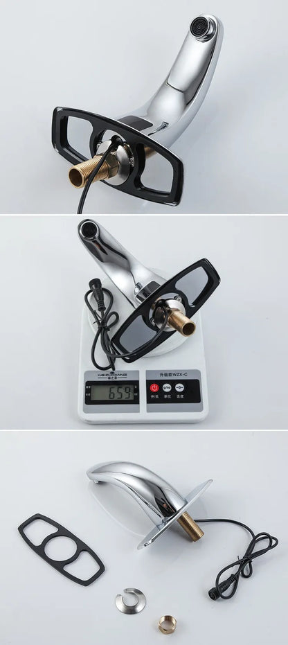 Grifo automático con sensor para inodoro y lavabo de baño de alta calidad, con ahorro de agua y montaje en cubierta.