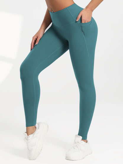 Leggings de yoga para mujer, 2 unidades, con bolsillos, color liso, para gimnasio, actividades al aire libre, cintura alta, ajustados, pantalones deportivos para correr.