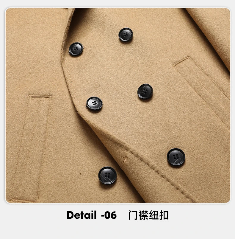 Abrigos largos de lana para hombre, colección otoño-invierno 2025, estilo business casual, color liso, abrigo exterior 100% lana, chaqueta cortavientos