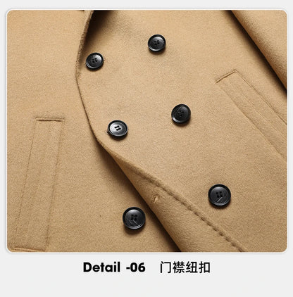 Abrigos largos de lana para hombre, colección otoño-invierno 2025, estilo business casual, color liso, abrigo exterior 100% lana, chaqueta cortavientos