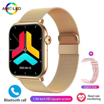 Nuevo reloj inteligente AMOLED para mujer, para hombre, con control de temperatura corporal, deportivo, fitness, resistente al agua, Bluetooth, llamadas, reloj inteligente digital para mujer.