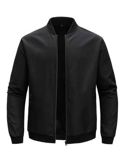 Chaqueta corta holgada de color liso con cuello de béisbol para hombre, abrigo fino informal de negocios, tendencia primavera-otoño 2024