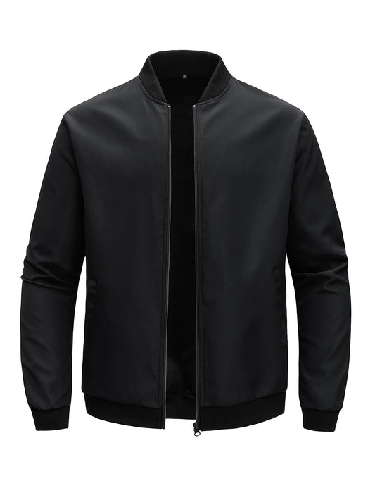 Chaqueta corta holgada de color liso con cuello de béisbol para hombre, abrigo fino informal de negocios, tendencia primavera-otoño 2024