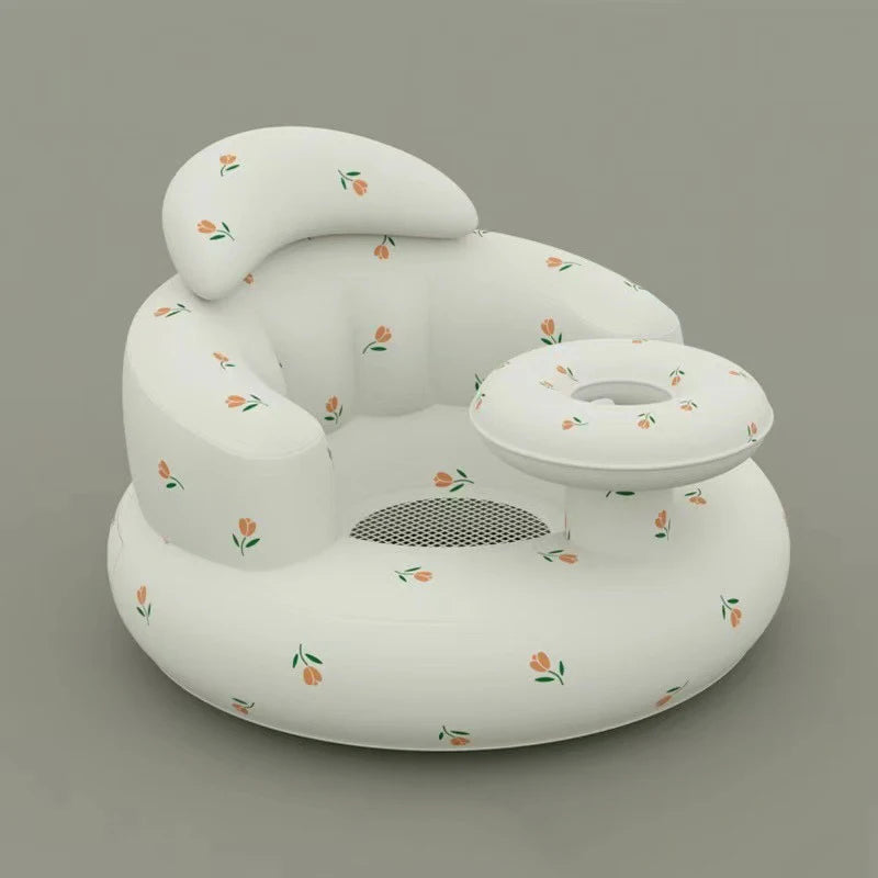Asiento inflable para bebé con bomba de aire incorporada, silla de apoyo para la espalda para bebés de 0 a 3 años, silla de ducha portátil, asiento de suelo