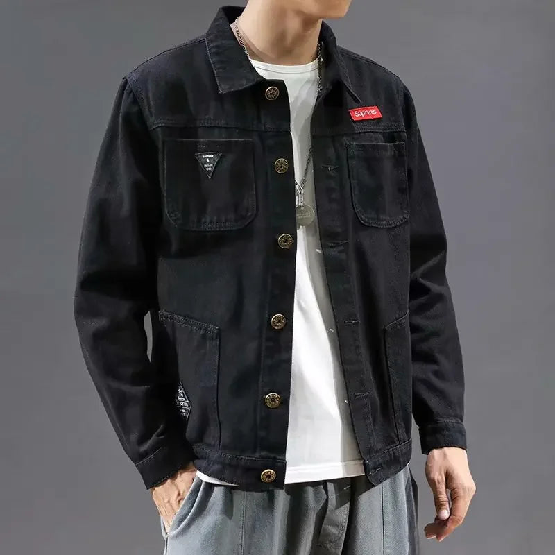 Chaqueta vaquera de invierno para hombre, moderna, con forro polar, holgada, gruesa, informal, cálida para las estaciones más frías.