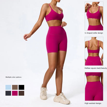 Ctenkevet - Conjunto deportivo de 2 piezas sin mangas para mujer, de verano, para gimnasio, yoga, de cintura alta, transpirable, mallas deportivas para mujer