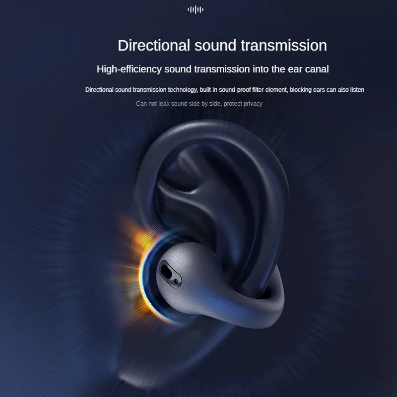 Auriculares inalámbricos TWS Bluetooth 5.3 de conducción ósea T75 con clip para la oreja, cancelación de ruido para música, llamadas HD, deportes y juegos.