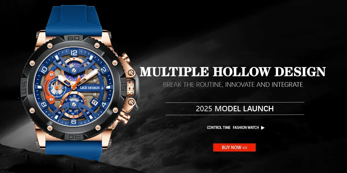 Reloj deportivo LIGE para hombre, de primera marca, de silicona, de lujo, con cronógrafo, esfera pequeña, función de cuarzo, resistente al agua, luminoso.