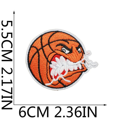 Emblema de baloncesto deportivo, accesorios de ropa, insignia, pegatina bordada, parches termoadhesivos