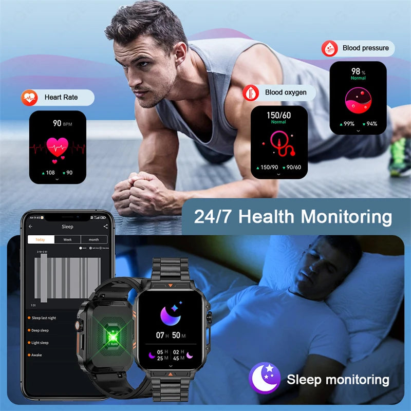 FOXBOX 2025 - Reloj inteligente para hombre y mujer, de 1,95 pulgadas, con Bluetooth, llamadas, IP68, resistente al agua, deportivo y de fitness