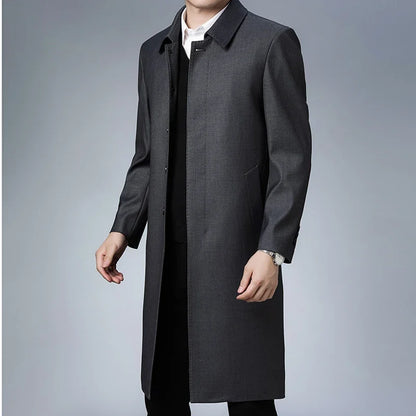 Autumn Winter Men Trench Coat Business Fashio Casual Male Jackets Slim Comfort Warm Windproof Top Trend Streetwear Outerwear New