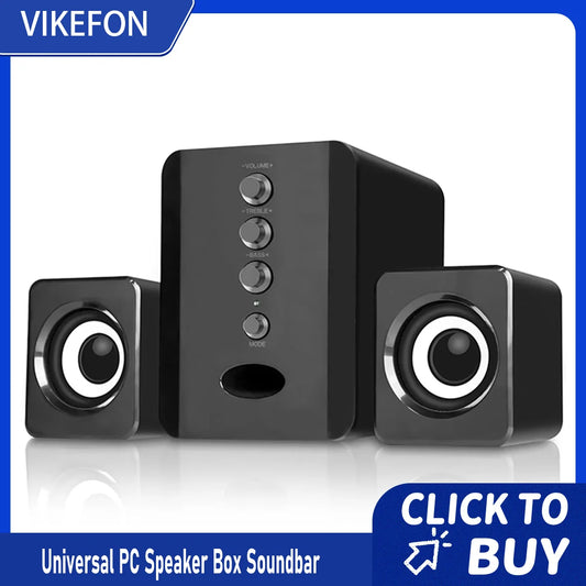 Barra de sonido estéreo 3D universal de rango completo para PC, subwoofer, bajos, música de DJ, altavoces de ordenador, USB, para portátil, teléfono y TV.