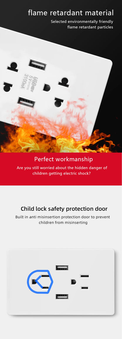 Adaptador de enchufe para electrodomésticos inteligentes Herepow Thailand, enchufe de pared USB doble estándar americano tipo C de 3,1 A con carga rápida.