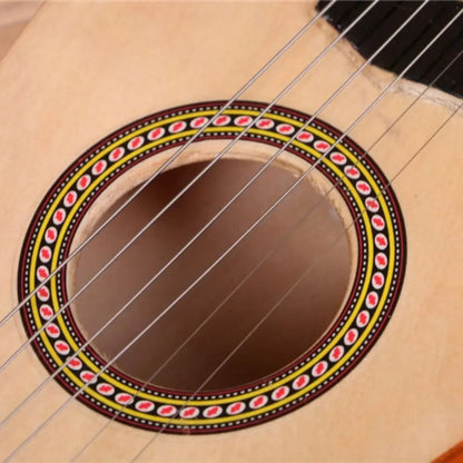 Guitarra infantil de madera maciza con perilla de cuerda ajustable, instrumento infantil multicolor, juguete clásico de alta calidad de sonido.