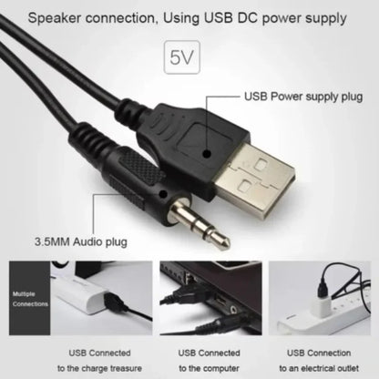 Barra de sonido estéreo 3D universal de rango completo para PC, subwoofer, bajos, música de DJ, altavoces de ordenador, USB, para portátil, teléfono y TV.
