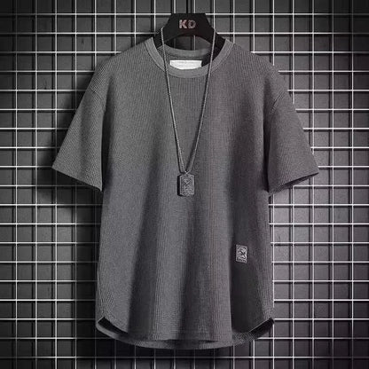 Camiseta de manga corta de seda blanca de hielo, fina, holgada, de talla grande, con cuello redondo, media manga, cinco mangas, informal, transpirable, para verano