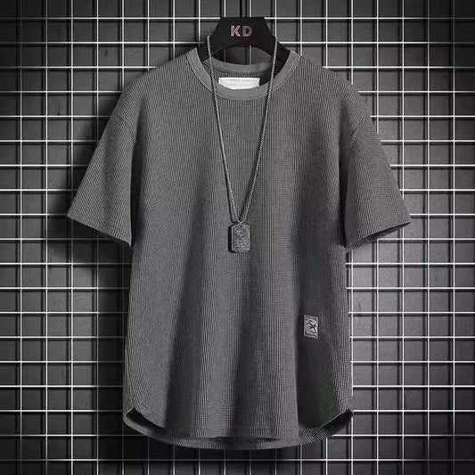 Camiseta de manga corta de seda blanca de hielo, fina, holgada, de talla grande, con cuello redondo, media manga, cinco mangas, informal, transpirable, para verano