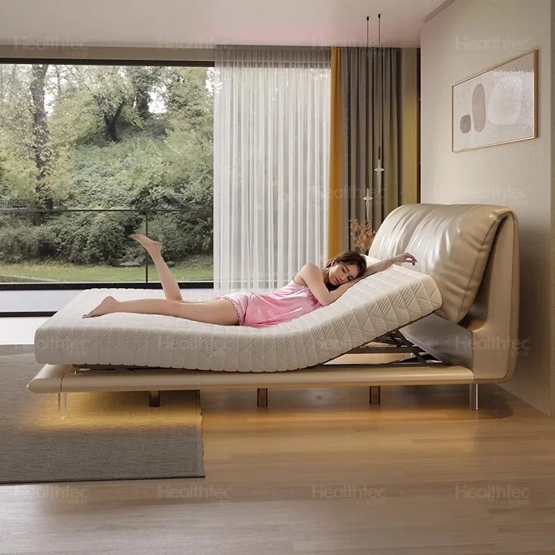 Cama inteligente para dormitorio, sofá de masaje de lujo, diseño moderno, cama de masaje de madera, dormitorio sencillo, sala de estar matrimonial, muebles