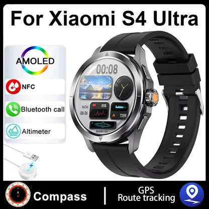 S4 Ultra para Xiaomi Pulsera Inteligente Reloj para Hombre Pantalla AMOLED HD Llamadas Bluetooth GPS Trayectoria NFC Frecuencia Cardíaca Brújula SmartWatches
