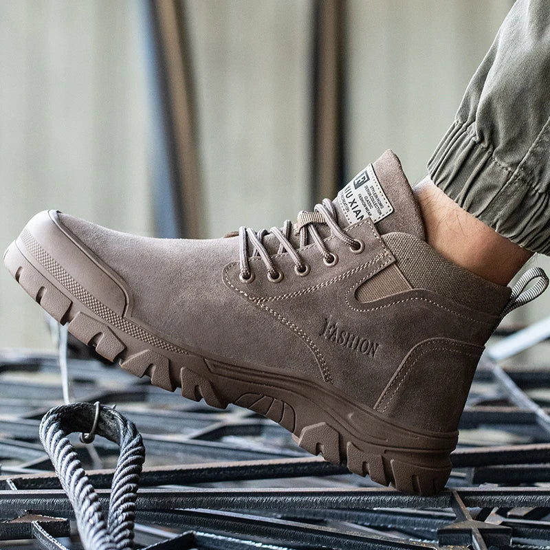 Zapatos de seguridad para hombre, antiperforación, indestructibles, zapatos de trabajo de moda, zapatos de trabajo para exteriores, botas con puntera de acero.