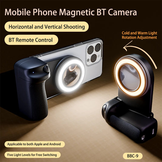 Estabilizador de fotos para cámara con obturador compatible con Bluetooth Magsafe, luz de relleno y espejo reflectante para Android, iPhone 16, 15 y 14